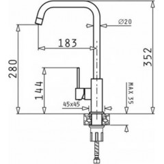 Pyramis Adelita PVD Μπαταρία Κουζίνας Πάγκου Gun Metal & Pearl Black 090928201 